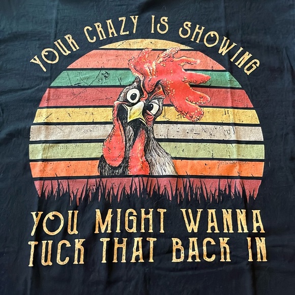 Black Crazy Rooster Large Shirt - Picture 1 of 4